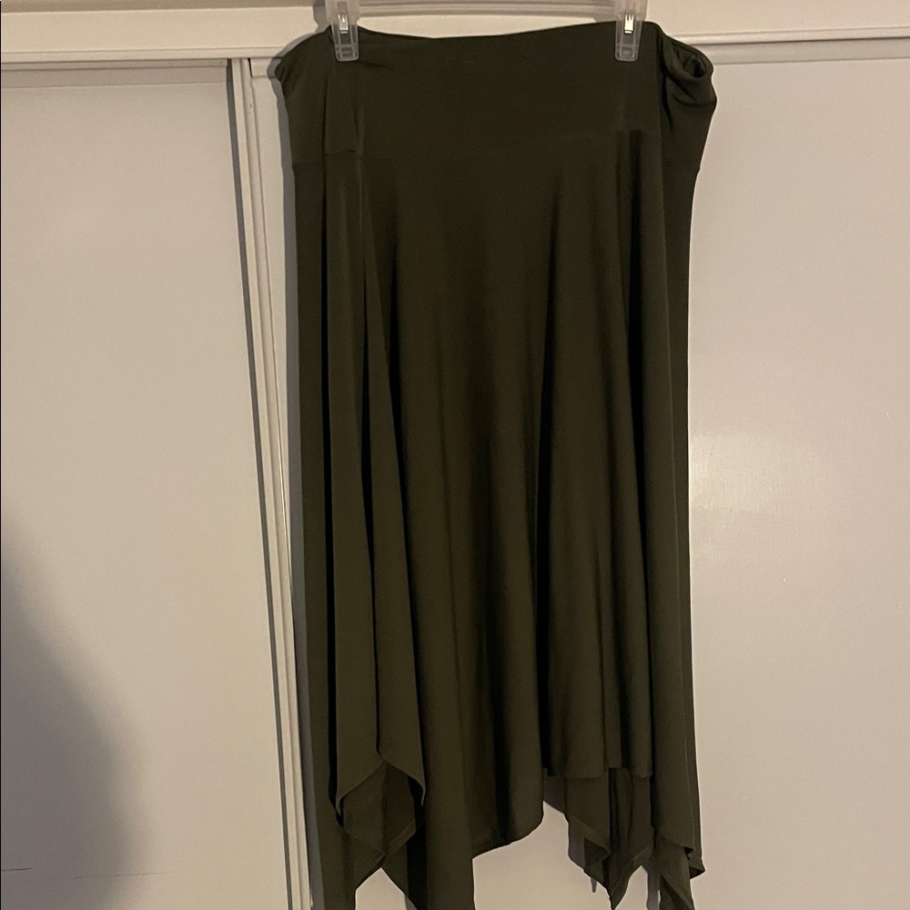 Ashley Stewart Asymmetrical Olive Skirt